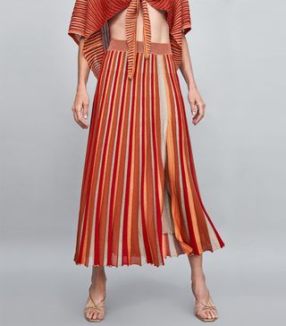 Zara + Multicolor Skirt With Metallic Thread