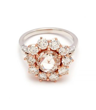 Anna Sheffield + Celestine Ring in White Gold and Champagne Diamond