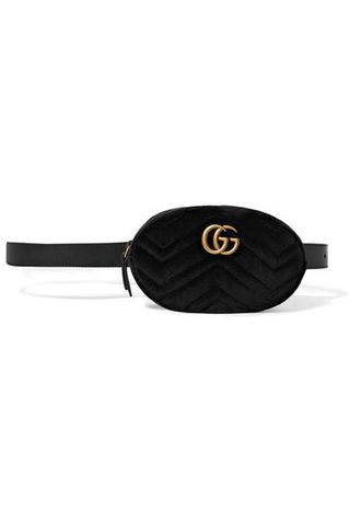 Gucci + GG Marmont Matelassé Velvet and Leather Belt Bag