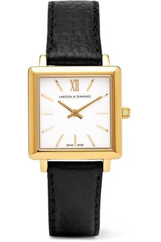Larsson & Jennings + Norse Textured-Leather and Gold-Plated Watch