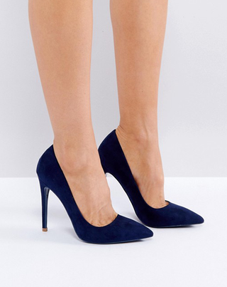 ASOS + Public Desire Navy Pointed Court Shoes