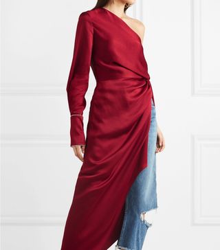 Monse + One-Shoulder Satin Gown