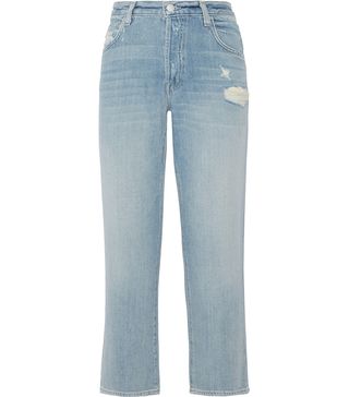 J Brand + Ivy Cropped Distressed High-Rise Straight-Leg Jeans