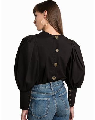 Pixie Market + Taylor Black Puffy Sleeve Button Shirt