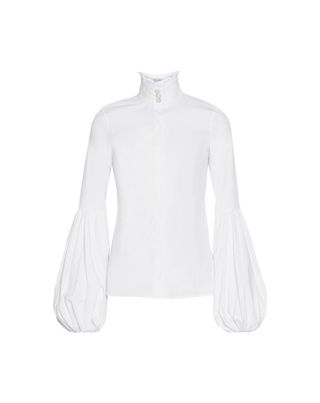 Caroline Constas + Jacqueline Ruffled Stretch Cotton-Blend Blouse