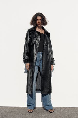 Zara + Belted Faux Leather Trench