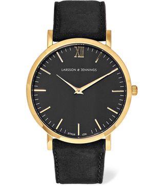 Larsson & Jennings + Lugano Suede and Gold-Plated Watch