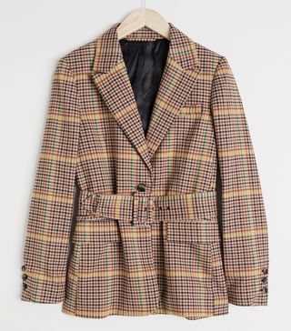 & Other Stories + Belted Plaid Blazer