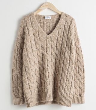 & Other Stories + Alpaca Blend Cable Knit Sweater