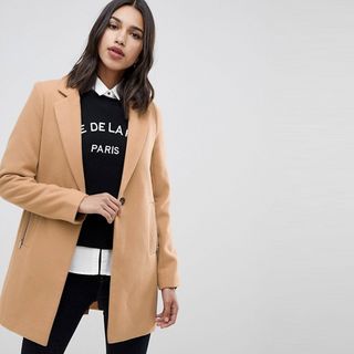 ASOS + Boyfriend Coat With Zip Pocket