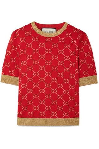Gucci + Metallic Cotton-Blend Jacquard Sweater