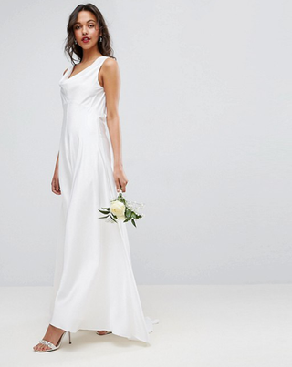 ASOS + Bridal Soft Drape Front Maxi Dress