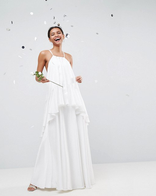 ASOS + Bridal Soft Floaty Ruffle Cami Maxi Dress