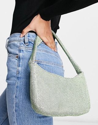 ASOS Design + Green Diamante Shoulder Bag