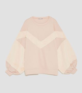 Zara + Sweatshirt With Contrasting Sleeves