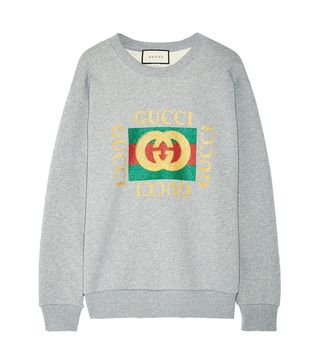 Gucci + Oversized Appliquéd Printed Cotton-Terry Sweatshirt