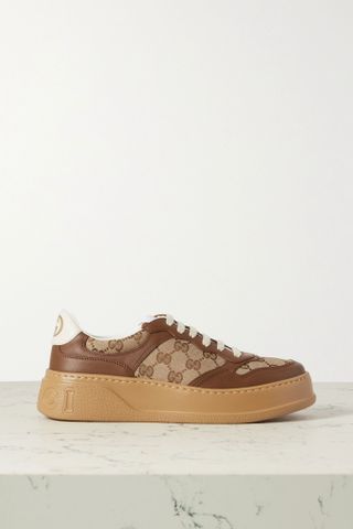 Gucci + GG Leather and Canvas Sneakers