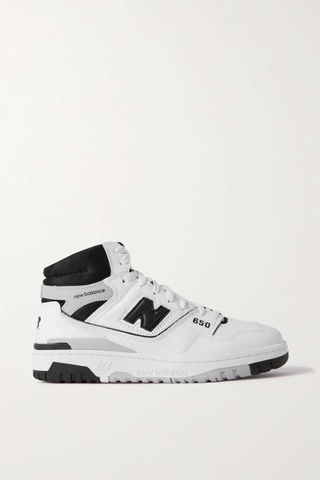 New Balance + 650 Perforated Leather and Mesh High-Top Sneakers