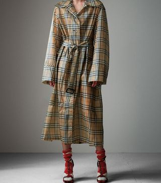 Burberry + Vintage Check Soft-Touch Plastic Single-Breasted Coat