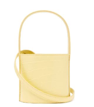 Staud + Bisset Mini Crocodile-Embossed Leather Bucket Bag