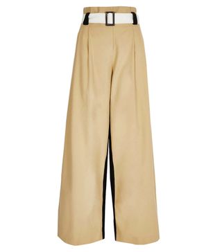 River Island + Light Brown Paperbag Tailored Trousers