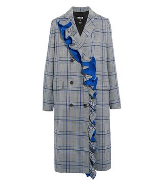 MSGM + Ruffled Checked Cotton-Blend Coat