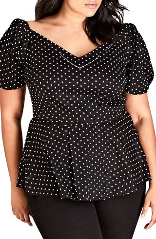 City Chic + Sweet Love Polka Dot Top