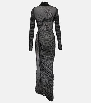 Mugler + Ruched Sheer Maxi Dress