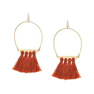 Panacea + Rust Tassel Hoop Earrings