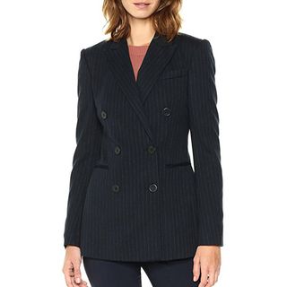 Theory + Pinstripe Double-Breasted Power Jacket