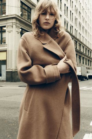 Zara + Double-Faced Wool Blend Coat