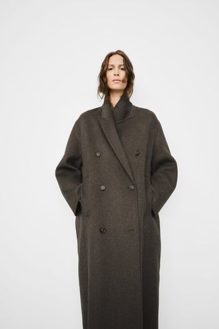 Zara + Double Faced Wool Blend Double Breasted Coat