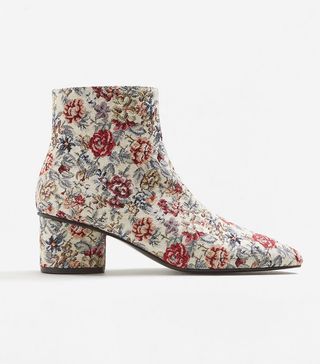 Mango + Floral Jacquard Ankle Boots