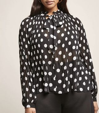 Forever 21 + Accordion Pleat Polka Dot Top