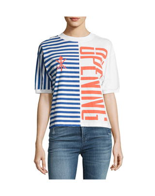 Opening Ceremony + Striped Stretch Logo Tee, Multicolor