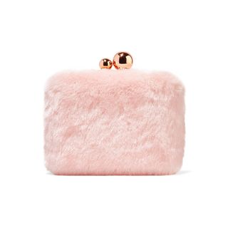 Sophia Webster + Vivi Leather Trimmed Fur Clutch