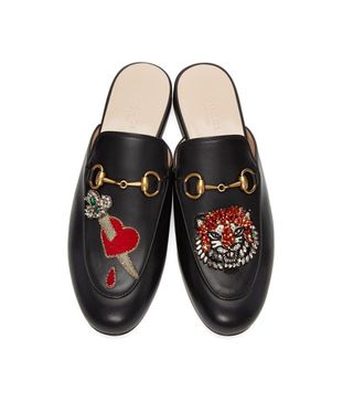 Gucci + Princetown Embellished Leather Backless Loafers