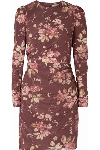 Zimmermann + Draped Floral-Print Silk-Blend Crepe de Chine Mini Dress