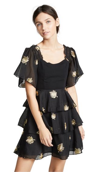 Endless Rose + Metallic Embroidered Tiered Dress