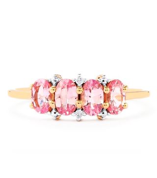 Gemporia + Pink Spinel Ring With Diamond In 9k Rose Gold