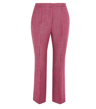MSGM + Cropped Houndstooth Wool Flared Pants