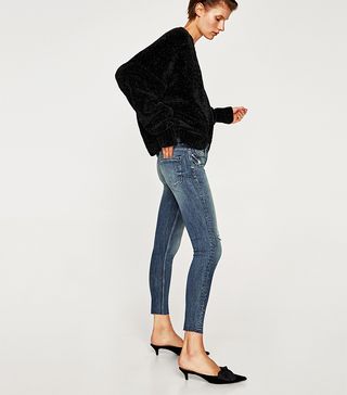 Zara + Mid Rise Jeans With Side Gems
