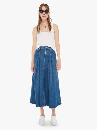 Mother + The Pleated Maxi Skirt Fray