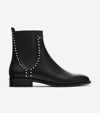 Zara + Flat Ankle Boots With Studs