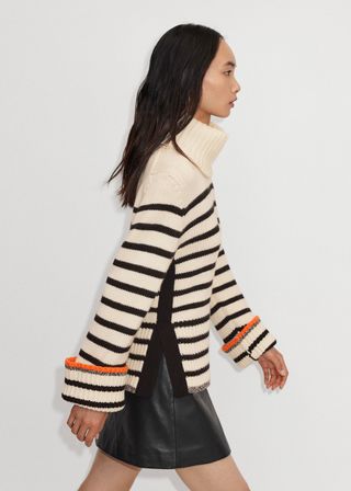 Me+Em + Merino Cashmere Breton Stripe Jumper + Snood