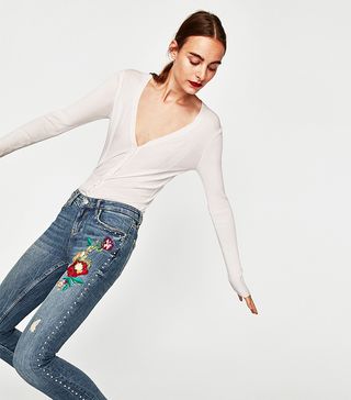 Zara + The Skinny Jeans With Studs and Embroidery