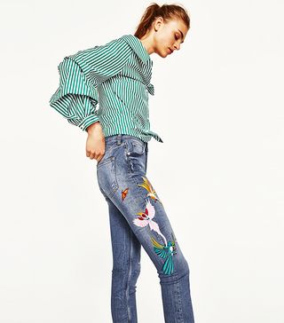 Zara + The Skinny Jeans With Embroidery