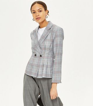 Topshop + Linen Checked Jacket