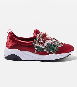 Topshop + Floral Embroidered Trainers