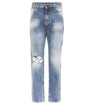 Saint Laurent + High-Rise Distressed Jeans